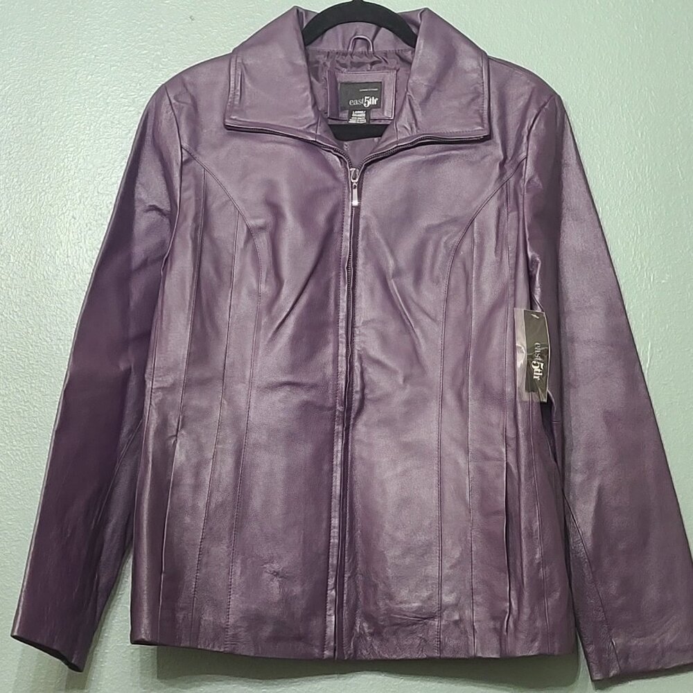 East 5th Women's Purple Leather Jacket L NWT